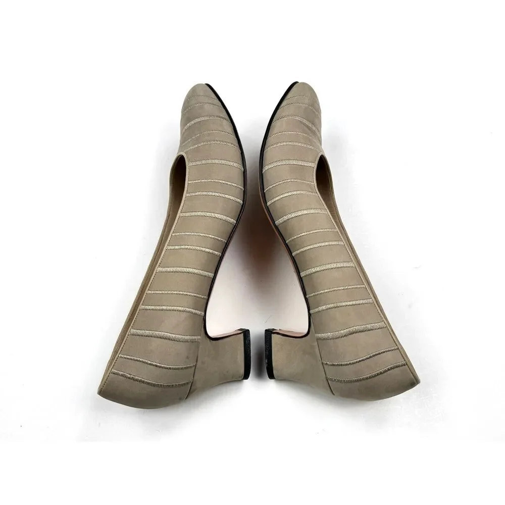 Salvatore Ferragamo Suede Pumps Women 9.5 B‎ Gray Heels Almond Toe